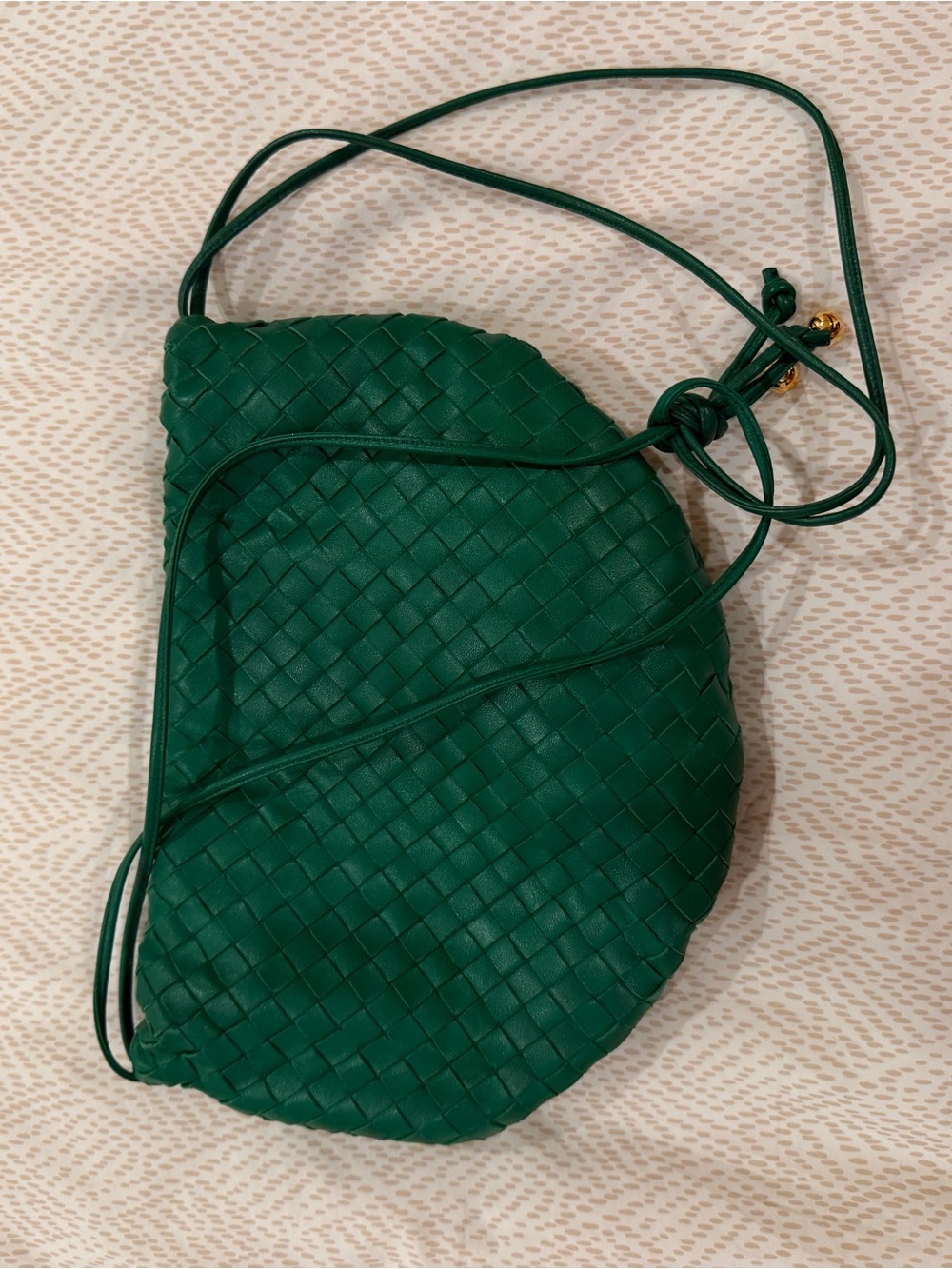 Bottega Venetta Green Woven Leather Crossbody Bag